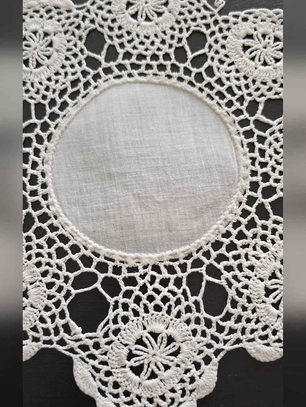 Vintage Cream Crochet Lace Doily - Intricate Circular Design